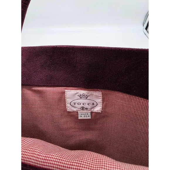 TOCCA Burgundy Suede Tote Bag Made in USA Gold Clasp Vintage Rare - Picture 2 of 5